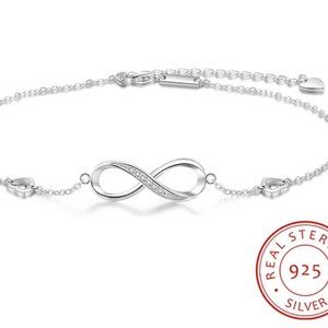 Sterling Silver Infinity Anklet Ships USA